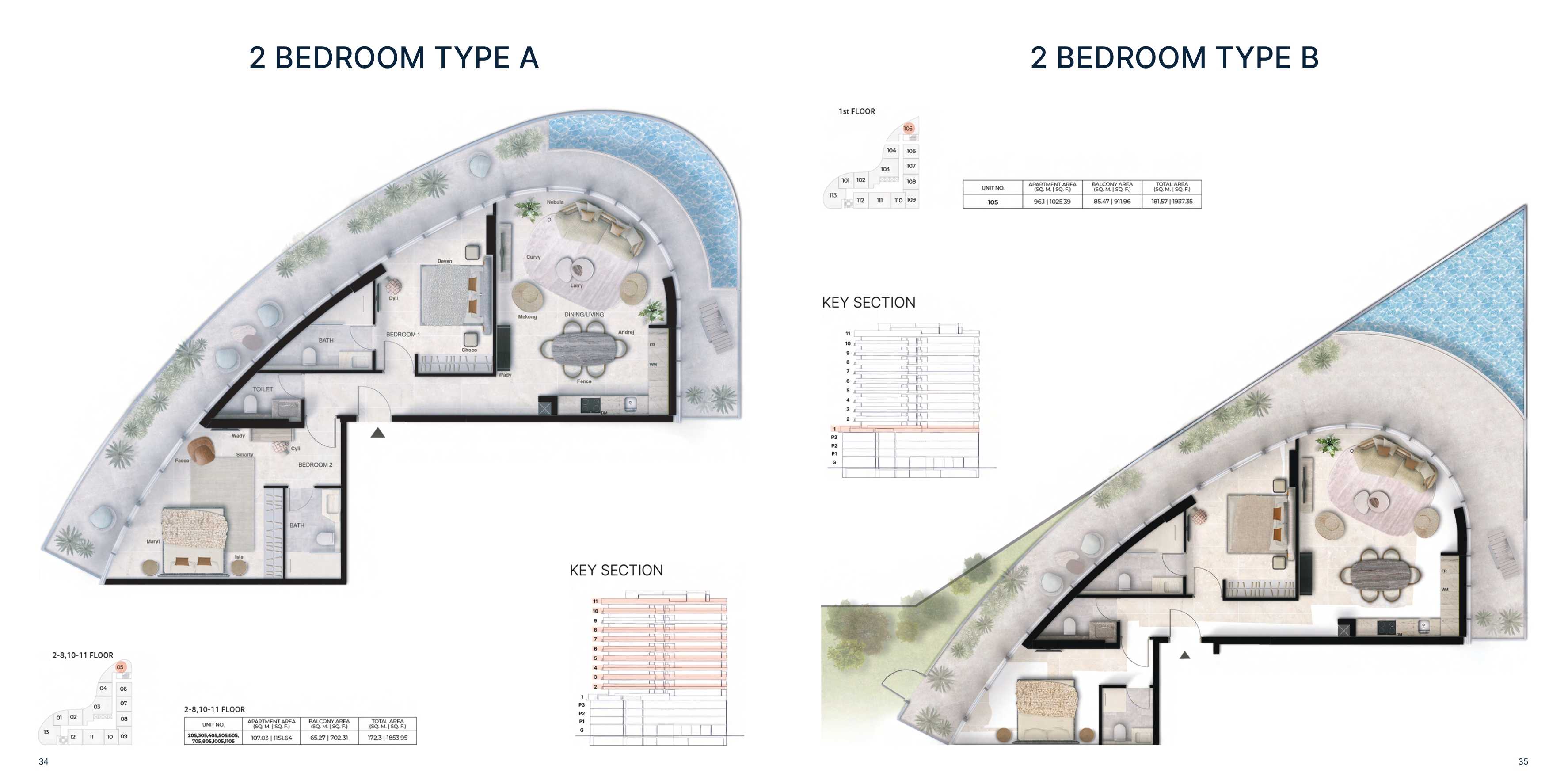 2BHK Type A- Unit 205,305,405,505,605,705,805,1005,1105